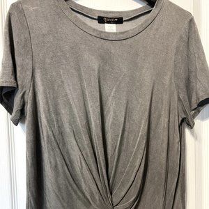 Queen Bees Smoky Gray short sleeve-Large-twisted knot in front-casual
